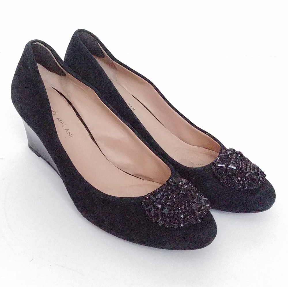 Antonio Melani suede wedges with jewel detail